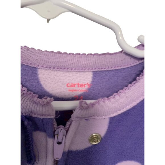 Carter's GIrls Infant Baby Size 24 Months Purple Fleece Super Comfy Full Zip Paj - Picture 3 of 5
